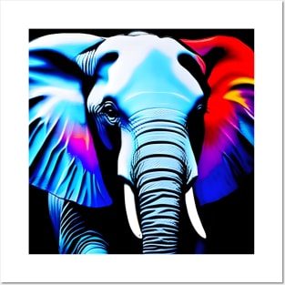 Colorful Elephant Digital Portrait (MD23Ar035c) Posters and Art